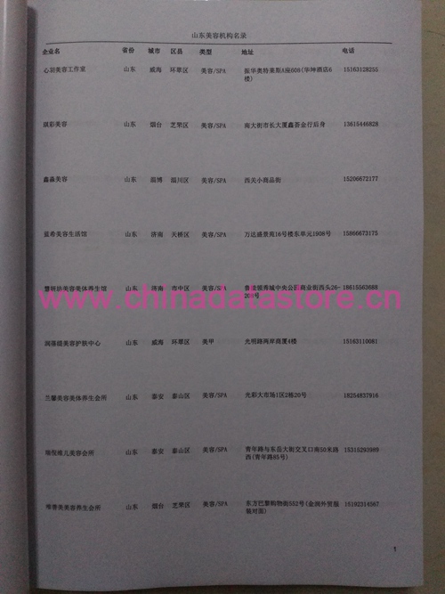 山東美容院企業(yè)黃頁收錄了最新的山東美容院企業(yè)名單，具有極高的營銷價值，實實在在提高銷售業(yè)績
